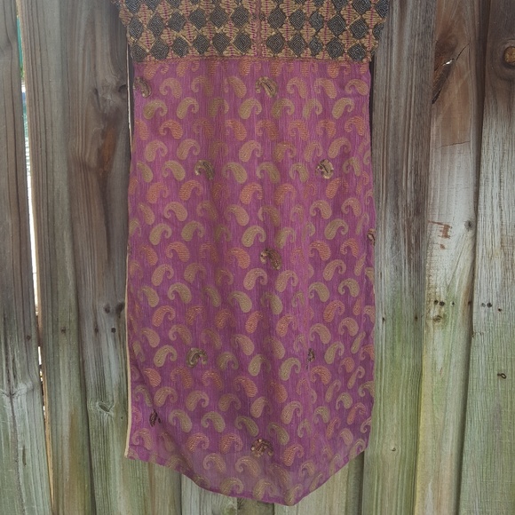 Traditional Cap Sleeve Beaded Kurta Pink & Gold - Picture 2 of 8